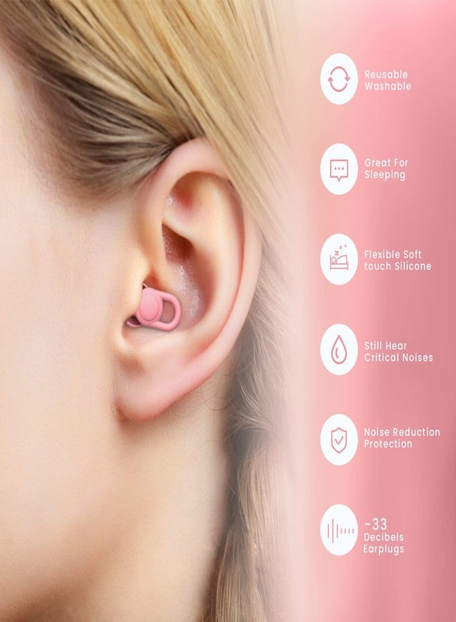 OEDOC Silicone Reusable Soft Comfortable Earplugs for Sleeping, Flights & Noise Sensitivity - 16 Ear Tips in XS/S/M/L, with 2 Travel Boxes - 33dB Noise Cancelling (Pink) - Image 4